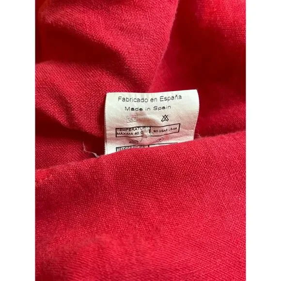 Archipelago Size L Red Linen Button Up Casual Summer Beach Shirt Plaid Collar - Picture 6 of 12